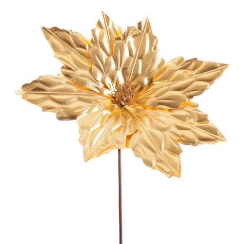 PICK POINSETTIA METALIZADO POLIESTER ORO 30 X 30 X 20 CM