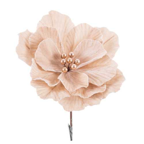 MAGNOLIA CON CLIP POLIESTER CHAMPÁN 24 X 24 X 10 CM