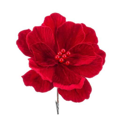 MAGNOLIA CON CLIP POLIESTER ROJO 24 X 24 X 10 CM