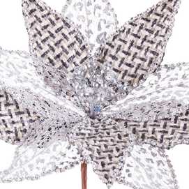 POINSETTIA POLIESTER PLATA 30 X 30 X 40 CM