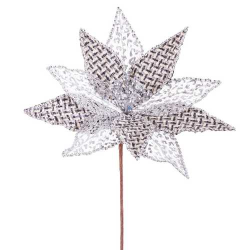 POINSETTIA POLIESTER PLATA 30 X 30 X 40 CM