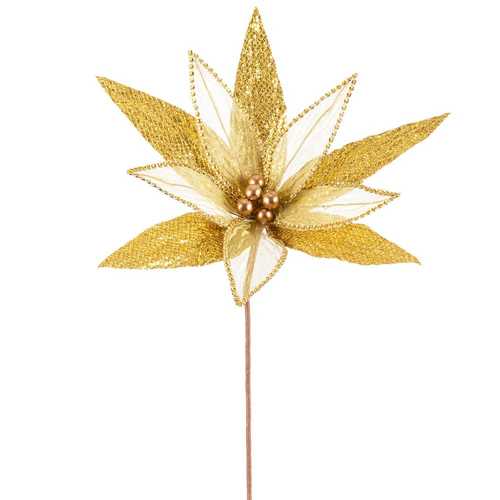 POINSETTIA POLIESTER ORO 34 X 34 X 40 CM