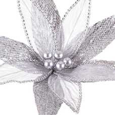 POINSETTIA POLIESTER PLATA 34 X 34 X 40 CM