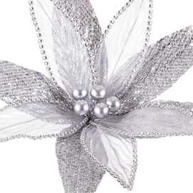 POINSETTIA POLIESTER PLATA 34 X 34 X 40 CM