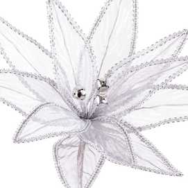 POINSETTIA POLIESTER PLATA 32 X 32 X 40 CM