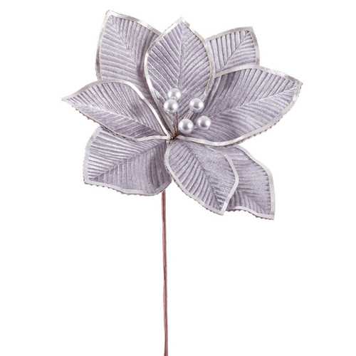 POINSETTIA TEJIDO PLATA 25 X 25 X 20 CM