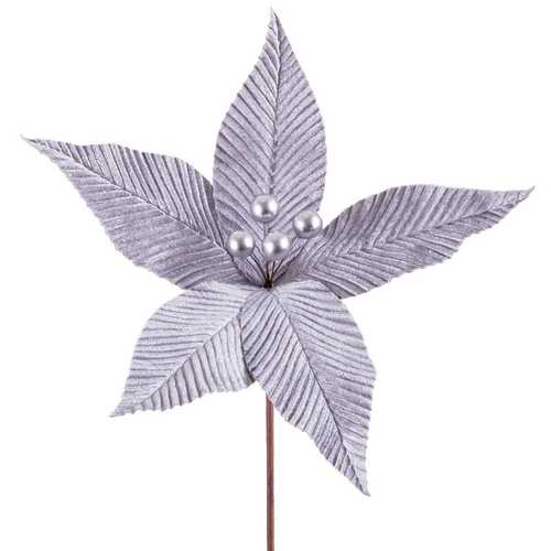 PICK POINSETTIA TEJIDO PLATA 20 X 20 X 14 CM