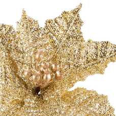 PICK POINSETTIA TEJIDO ORO 26 X 26 X 18 CM