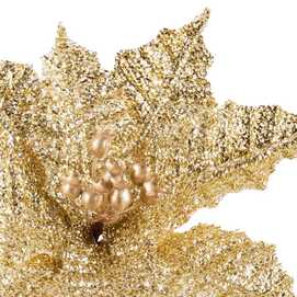 PICK POINSETTIA TEJIDO ORO 26 X 26 X 18 CM