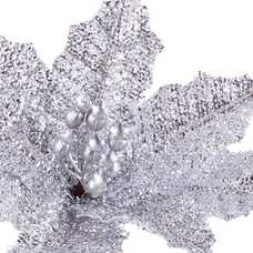 PICK POINSETTIA TEJIDO PLATA 26 X 26 X 18 CM