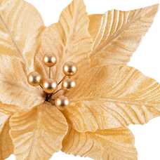 PICK POINSETTIA TEJIDO ORO 25 X 25 X 18 CM