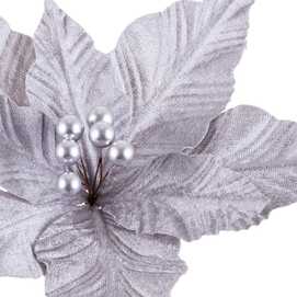 PICK POINSETTIA TEJIDO PLATA 25 X 25 X 18 CM