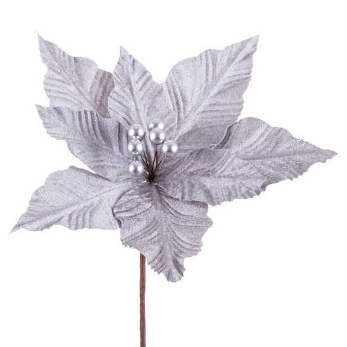 PICK POINSETTIA TEJIDO PLATA 25 X 25 X 18 CM