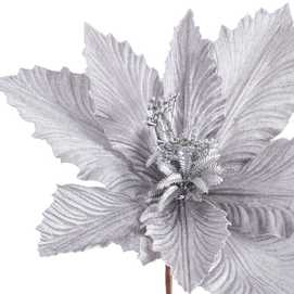 PICK POINSETTIA TEJIDO PLATA 30 X 30 X 24 CM