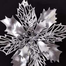 POINSETTIA CON CLIP PLÁSTICO PLATA 16 X 16 CM
