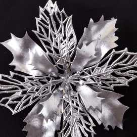 POINSETTIA CON CLIP PLÁSTICO PLATA 16 X 16 CM