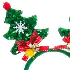 DIADEMA ÁRBOL NAVIDAD POLIESTER 23 X 17 CM