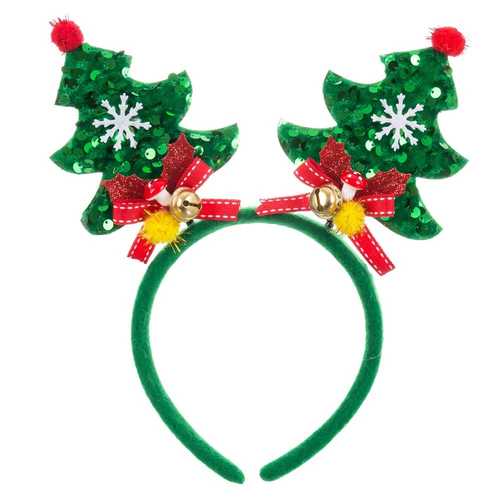 DIADEMA ÁRBOL NAVIDAD POLIESTER 23 X 17 CM