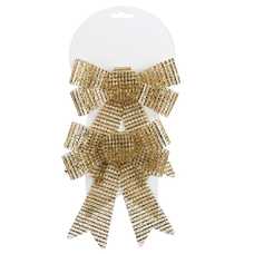 S/2 LAZO TEJIDO ORO 14 X 1 X 17 CM