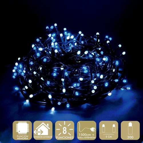300 LUCES LED 8 FUNCIONES BLANCO-AZUL