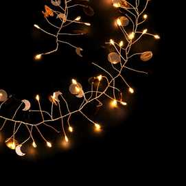 MICRO-LED 80 LUCES LUNAS PVC ORO 120 CM