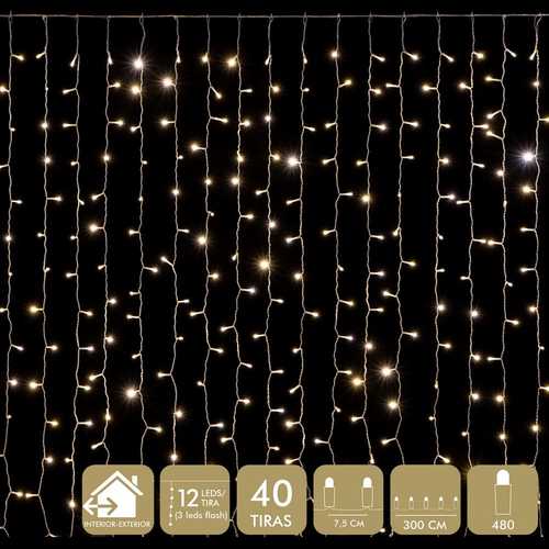 CORTINA 480 LEDS CÁLIDO 3 X 1 M
