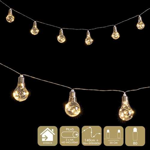 MICRO-LED 80 LUCES BOMBILLAS PLÁSTICO 140 CM