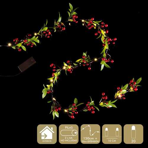 GUIRNALDA ACEBO Y HOJAS 20 MICRO-LED 150 CM