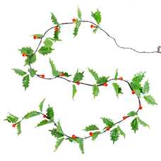 GUIRNALDA ACEBO Y HOJAS 20 LUCES 180 CM