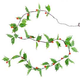 GUIRNALDA ACEBO Y HOJAS 20 LUCES 180 CM