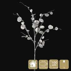 RAMA HOJAS 16 MICROLEDS PLÁSTICO PLATA 100 CM RAMA HOJAS 16 MICROLEDS PLÁSTICO PLATA 100 CM