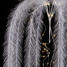 CASCADA PLUMAS 50 LUCES BLANCO-PLATA 100 CM