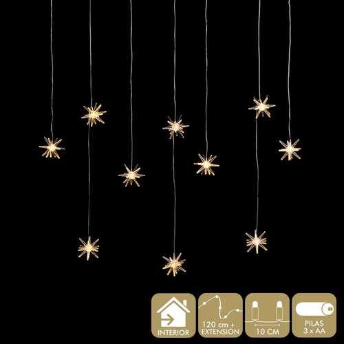 CORTINA ESTRELLAS 10 LEDS CÁLIDO 100 X 90 CM