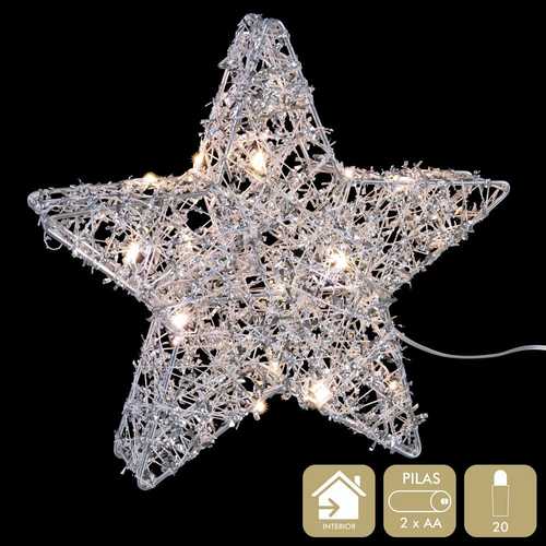 ESTRELLA CON LUZ METAL PLATA 20 X 4 X 20 CM