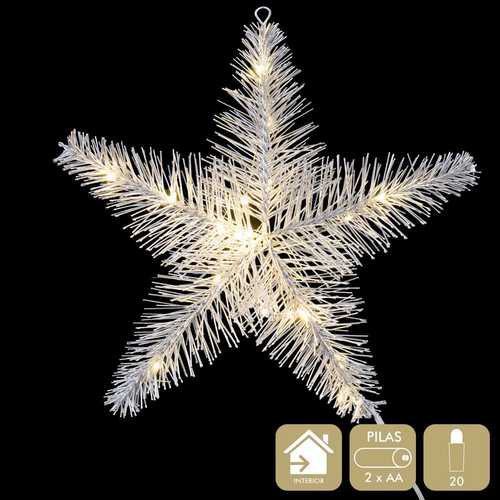 ESTRELLA CON LUZ METAL PLATA 30 X 8 X 30 CM