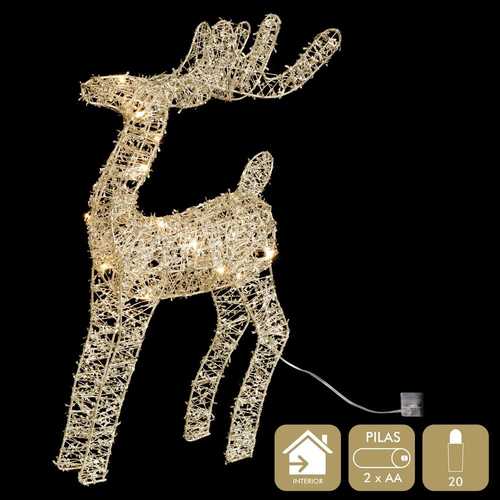 CIERVO CON LUZ METAL ORO 25 X 8 X 46 CM