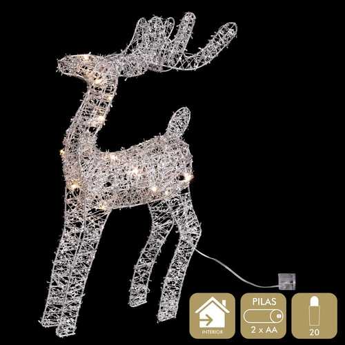 CIERVO CON LUZ METAL PLATA 25 X 8 X 46 CM
