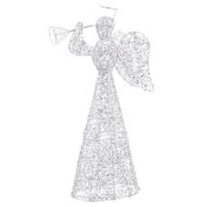 ÁNGEL CON LUZ METAL PLATA 20 X 13 X 55 CM