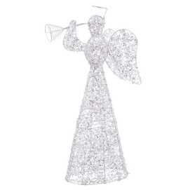 ÁNGEL CON LUZ METAL PLATA 20 X 13 X 55 CM