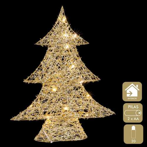 ÁRBOL CON LUZ METAL ORO 28 X 7 X 35 CM