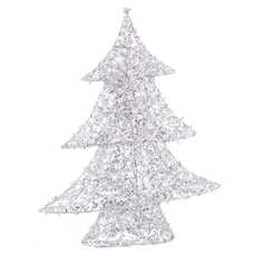 ÁRBOL CON LUZ METAL PLATA 28 X 7 X 35 CM