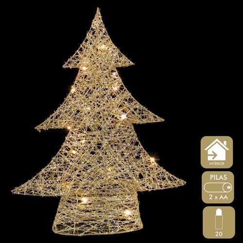 ÁRBOL CON LUZ METAL ORO 40 X 10 X 50 CM