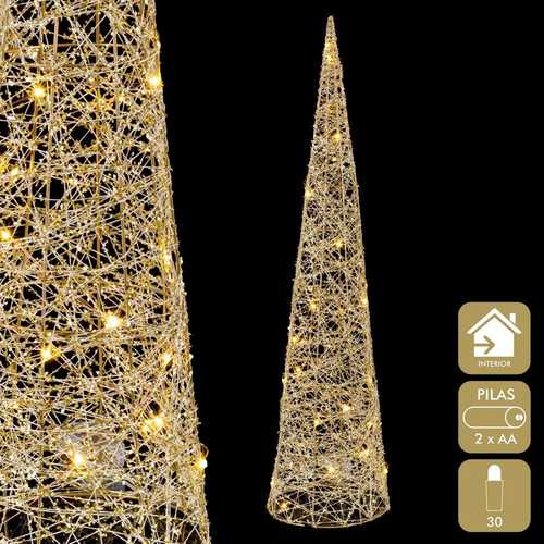 CONO CON LUZ METAL ORO 20 X 20 X 80 CM