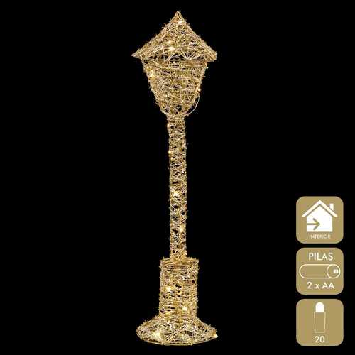 FAROLA CON LUZ METAL ORO 12 X 12 X 50 CM