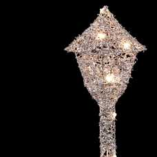 FAROLA CON LUZ METAL PLATA 12 X 12 X 50 CM FAROLA CON LUZ METAL PLATA 12 X 12 X 50 CM