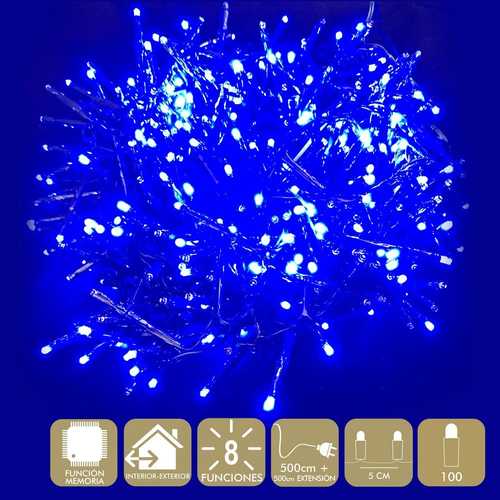 100 LUCES LED 8 FUNCIONES AZUL