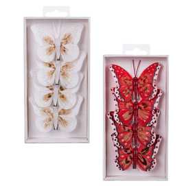S/4 MARIPOSA CON CLIP PLUMAS 3/M 6 X 0,80 X 6 CM