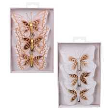 S/3 MARIPOSA CON CLIP PLUMAS 3/M 11 X 0,80 X 9 CM