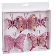 S/5 MARIPOSA CON CLIP PLUMAS 2/M