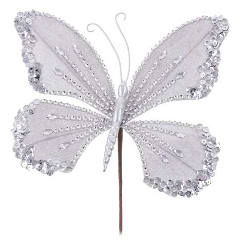 MARIPOSA POLIESTER PLATA 22 X 17 X 15 CM